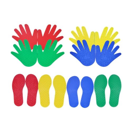 kowaku Teppichmarkierungen taktile Ausrüstung Ausbildung Outdoor Taktile Training Kit Kinder Hand Fußabdruckmassage für Gruppenaktivitäten, 4 Paar Und 4 Paar von kowaku