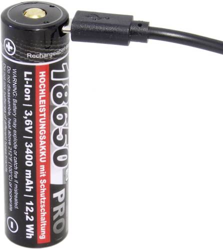 Kraftmax Pro USB USB-C® Akku 18650 Li-Ion 3.6V 3400 mAh von kraftmax