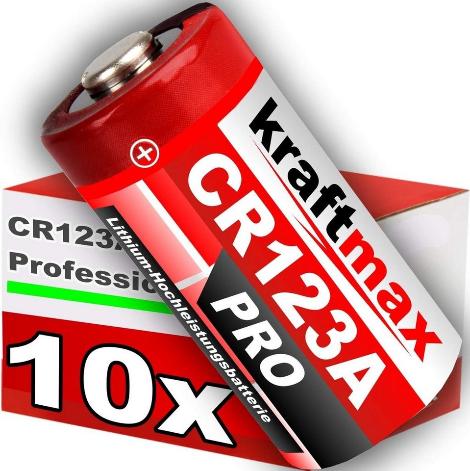 kraftmax 10er Pack CR123 / CR123A Lithium Hochleistungs- Batterie Batterie von kraftmax