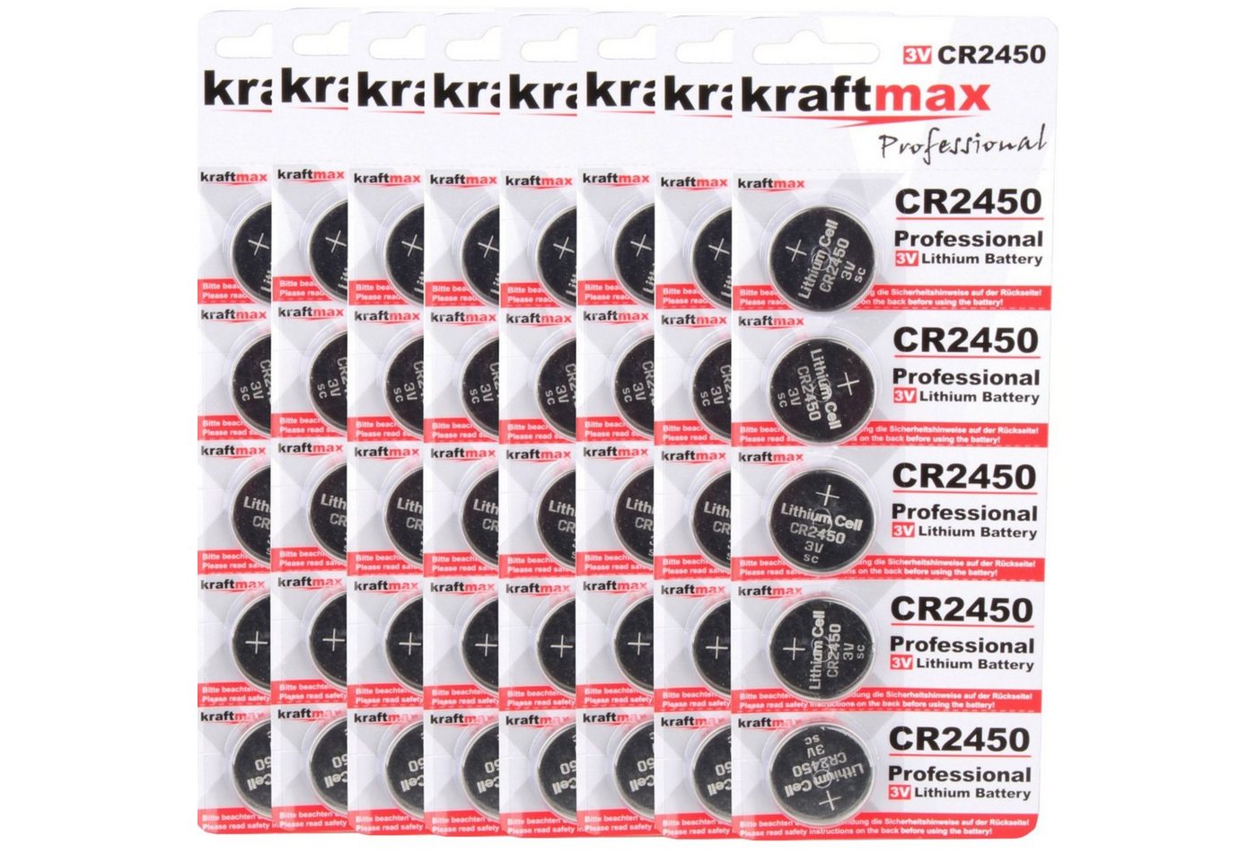 kraftmax 40er Pack CR2450 Lithium Hochleistungs- Batterie / 3V Knopfzelle, (1 St) von kraftmax
