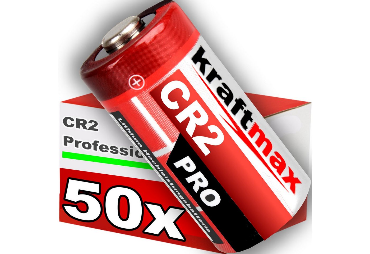 kraftmax 50er Pack CR2 Lithium Hochleistungs- Batterie, (1 St) von kraftmax