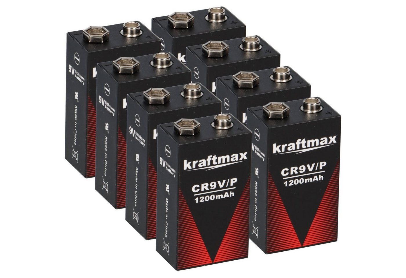 kraftmax 8x Kraftmax Lithium 9V Block Hochleistungs- Batterien für Rauchmelder Batterie von kraftmax