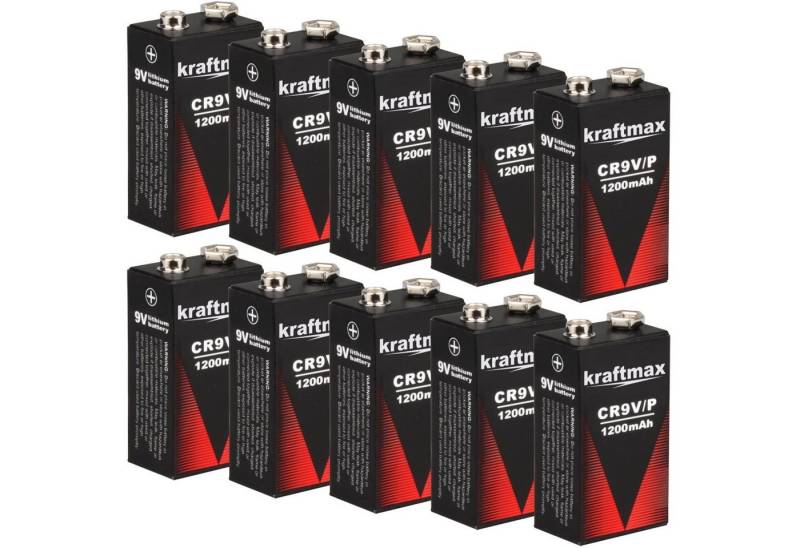 kraftmax 9V Block Lithium Hochleistungs- Batterien für Rauchmelder Batterie, (9 V) von kraftmax