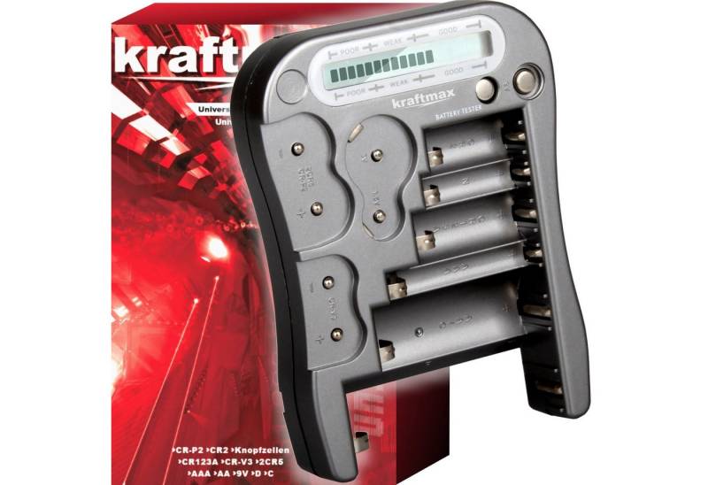 kraftmax Batterietester Batterietester V2 Professional - Universal Batterie und Akku Testgerät, (1 St) von kraftmax