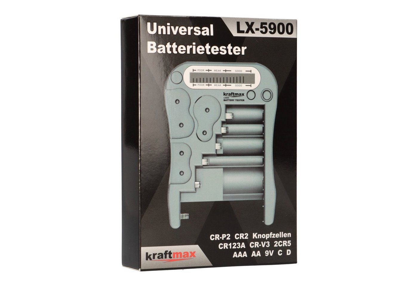 kraftmax Universal Batterie- & Akkutester LX-5900 Blister mit Display Batterie von kraftmax
