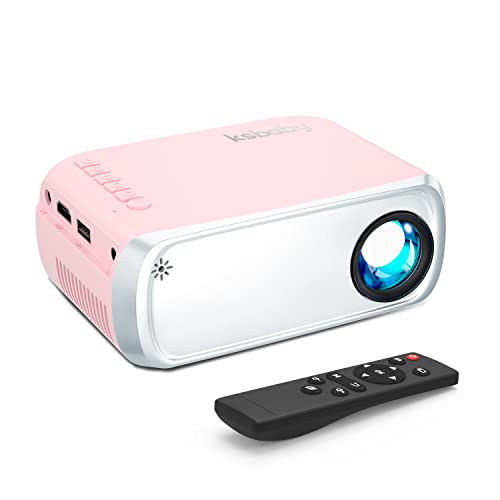 Mini Beamer, ksbaby Tragbarer projektor, LED-ästhetischer Video-Mini projektor für tragbare Filme im Freien Mini Beamer, kompatibel mit HDMI, USB, Laptop, TV-Stick, iOS und Android-Telefon (Rosa) von ksbaby