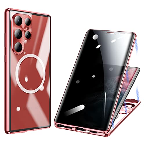 ksscaly Anti Peeping Hülle für Samsung Galaxy S23 Ultra Kompatibel mit Magsafe 360 Grad Schutz Case Privatsphäre Gehärtetes Glas Magnetische Adsorption Metallrahmen Handyhülle Anti-Spähen Cover (Rot) ksscaly Anti Peeping Hülle für Samsung Galaxy S23 Ultra Kompatibel mit Magsafe 360 Grad Schutz Case Privatsphäre Gehärtetes Glas Magnetische Adsorption Metallrahmen Handyhülle Anti-Spähen Cover (Rot) von ksscaly