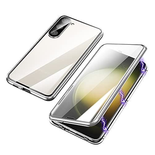ksscaly Hülle für Samsung Galaxy S23 Plus, 360 Grad Schutz Case mit Safty Lock Magnetische Adsorption Metallrahmen Cover Vorder und Rückseite Gehärtetes Glas Handyhülle für Samsung S23+ (Silber) ksscaly Hülle für Samsung Galaxy S23 Plus, 360 Grad Schutz Case mit Safty Lock Magnetische Adsorption Metallrahmen Cover Vorder und Rückseite Gehärtetes Glas Handyhülle für Samsung S23+ (Silber) von ksscaly