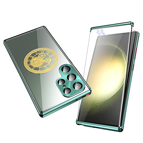 ksscaly Hülle für Samsung Galaxy S23 Ultra, 360 Grad Schutz Case Kompatibel mit Magsafe Rückseite Cover+Schutzfolie+Magnetische Adsorption Metallrahmen Handyhülle mit Safty Lock für S23U (Grün) von ksscaly
