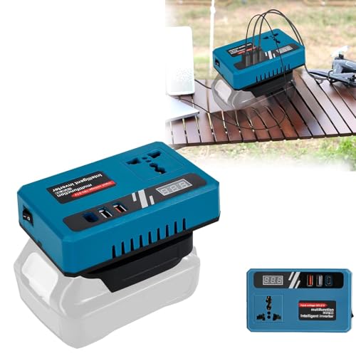 Akku-Adapter für Makita 18V/21V mit 2 USB + 1 Typ-C 5V 20W DC-Ladeanschluss + 180-220V 120W AC Steckdose, Akku-Wechselrichter für Laptop Stromversorgung & Handy-Aufladung Akku-Adapter für Makita 18V/21V mit 2 USB + 1 Typ-C 5V 20W DC-Ladeanschluss + 180-220V 120W AC Steckdose, Akku-Wechselrichter für Laptop Stromversorgung & Handy-Aufladung von kswiown