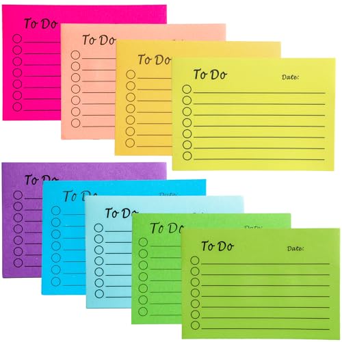 9er Pack To Do Liste Haftnotizen, 450 Blatt selbstklebende Haftnotizen, Bunte Haftnotizblock mit Linien für Schule, Büro, Meeting, Zuhause, Planer, Erinnerung, Büromaterial (10 x 7 cm) von ktxaby