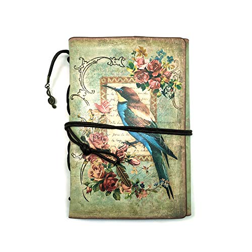 kuaetily Vintage Notizbuch Leder Schönes Tagebuch Reisetagebuch Reisetagebuch Nachfüllbare Notebook Diary (Vögel) von kuaetily