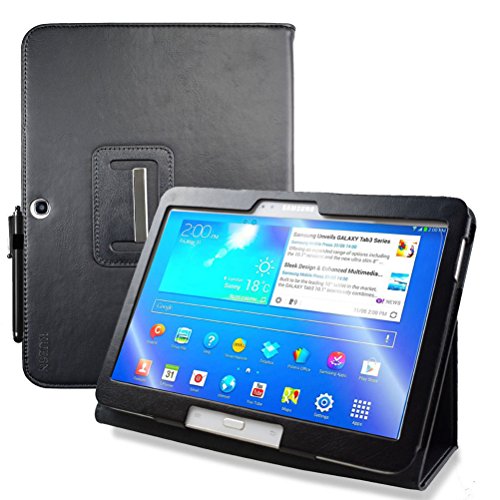 KUESN Schutzhülle für Samsung Galaxy Tab 3 10.1 – GT-P5200 P5210 P5220 Tablet Folio Flip Book Cover Case mit Auto Sleep/Wake (schwarz) von kuesn