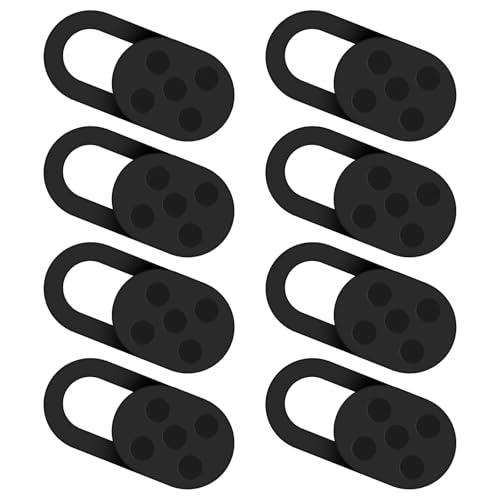 [8er Pack] Webcam-Schieberegler-Abdeckung, 0,027“ schlankes Design, Schutz Ihrer Online-Privatsphäre, Webcam-Schieberegler-Abdeckung für Laptops, Desktops, PCs, Tablets, Smartphones und mehr - Schwarz von kurkip