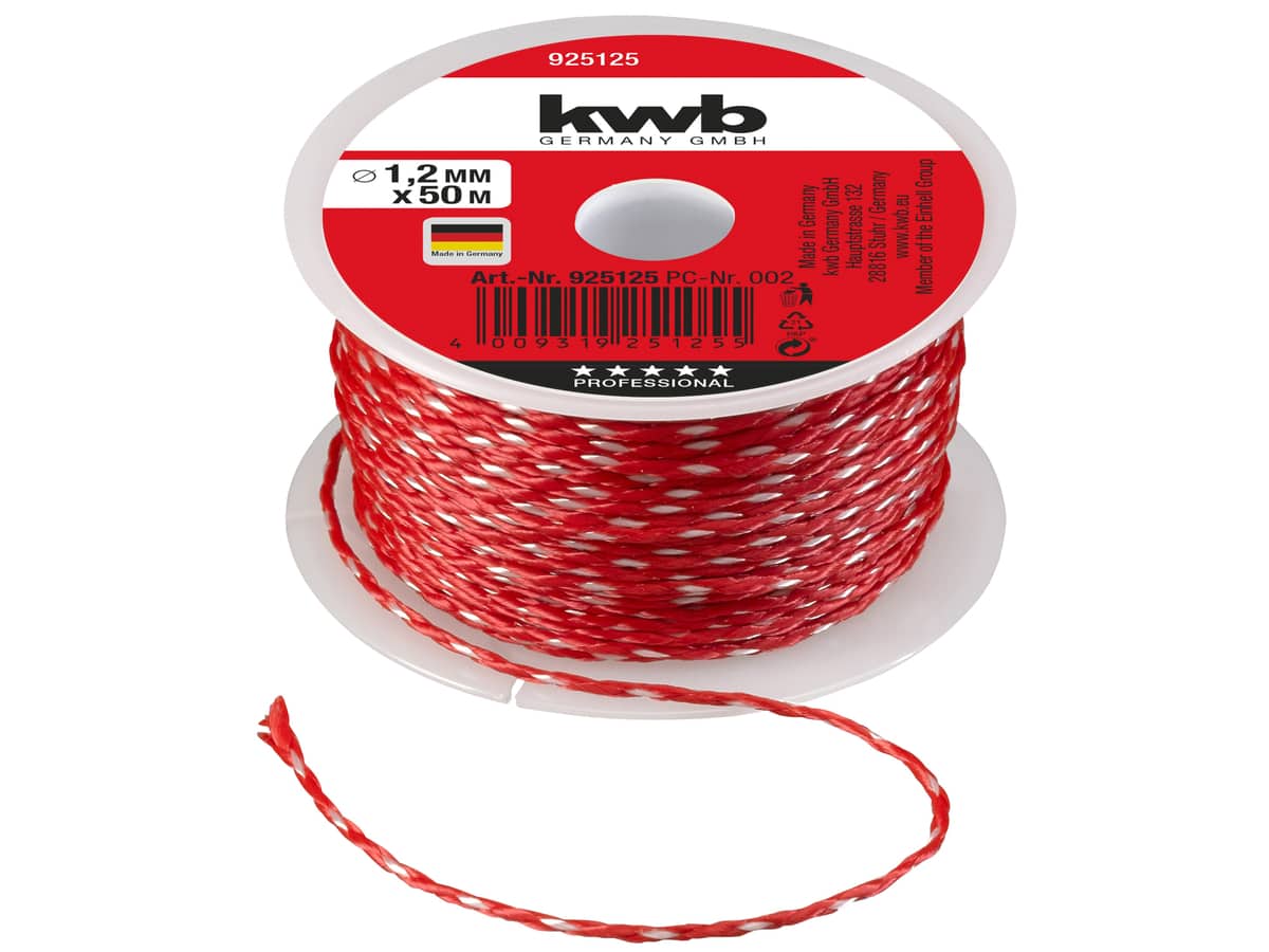 KWB Maurerschnur, 925125, 50 m, 1,2 mm, Nylon, rot KWB Maurerschnur, 925125, 50 m, 1,2 mm, Nylon, rot von kwb
