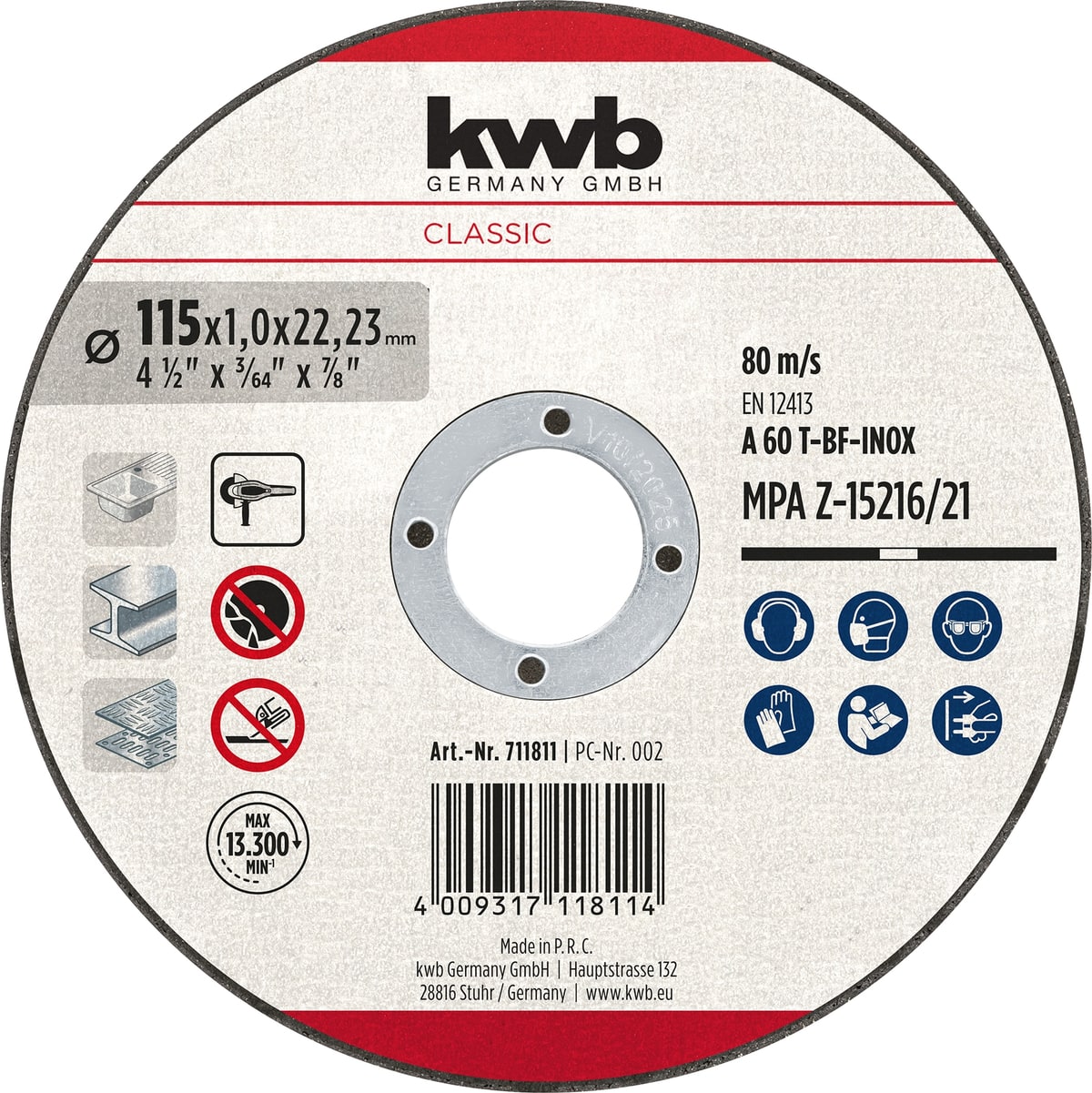 KWB Trennscheibe, 711811, 115x1,0 mm KWB Trennscheibe, 711811, 115x1,0 mm von kwb