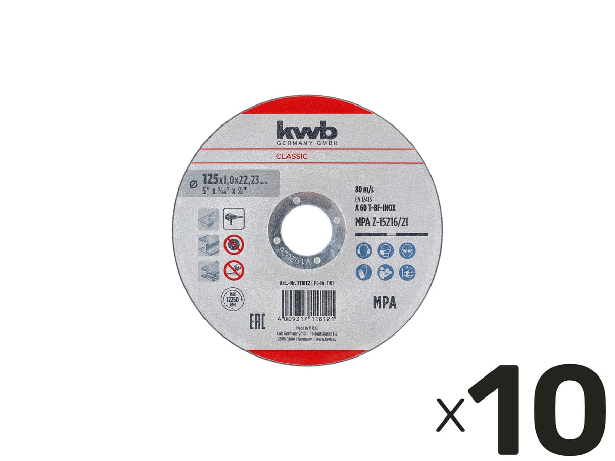 KWB Trennscheibe, 711812, 125x1,0 mm, 10 Stück KWB Trennscheibe, 711812, 125x1,0 mm, 10 Stück von kwb