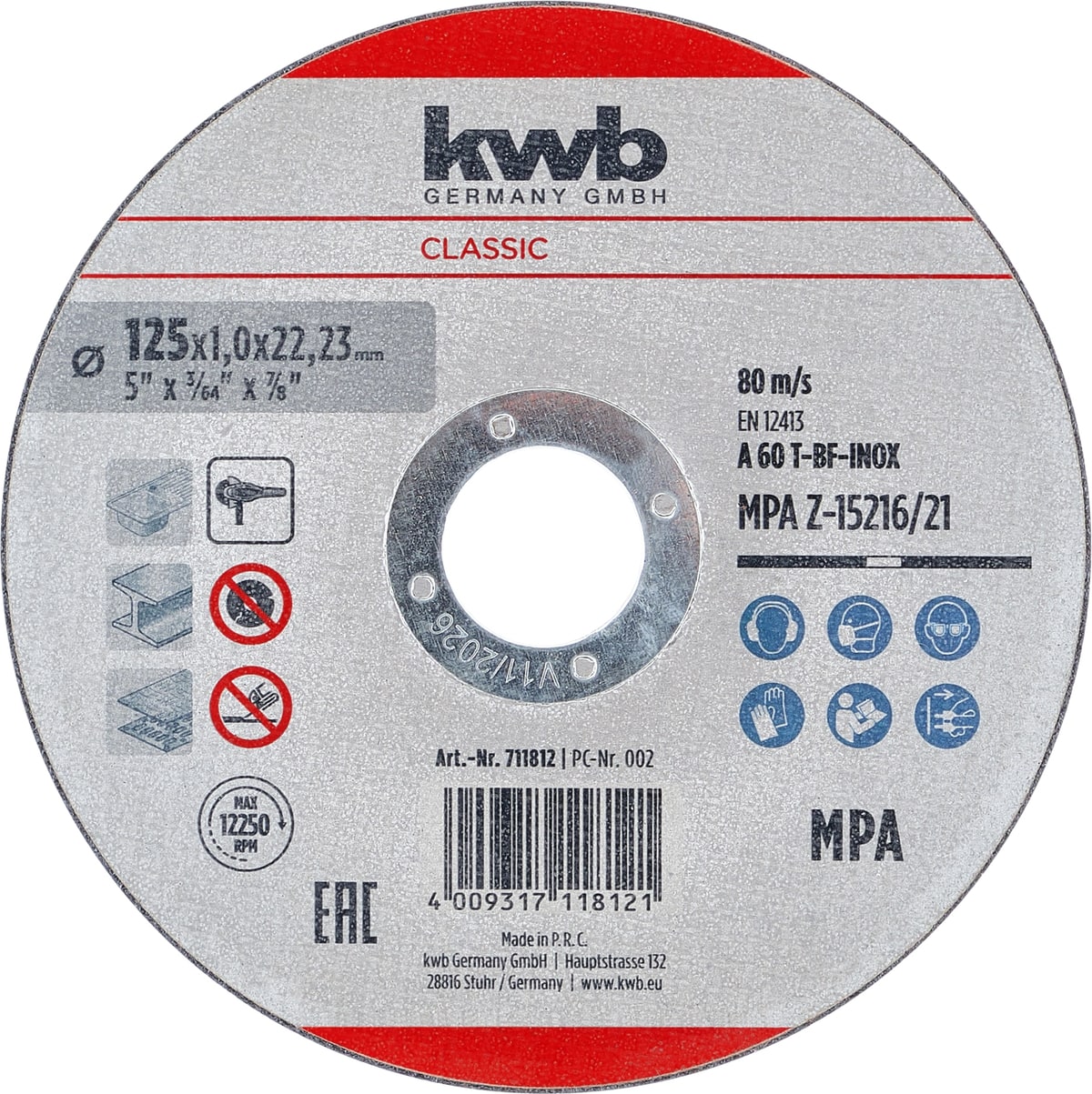 KWB Trennscheibe, 711812, 125x1,0 mm KWB Trennscheibe, 711812, 125x1,0 mm von kwb