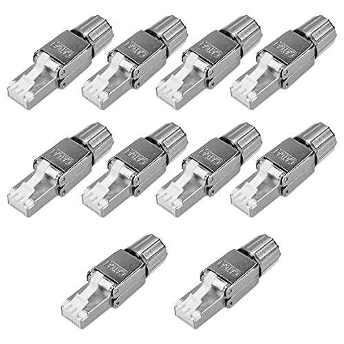 kwmobile 10x CAT 6A RJ45 Netzwerkstecker - mit Zugentlastung - geschirmt - werkzeuglos - CAT 6 LAN Netzwerkkabel Stecker - RJ45-Stecker Steckverbinder von kwmobile