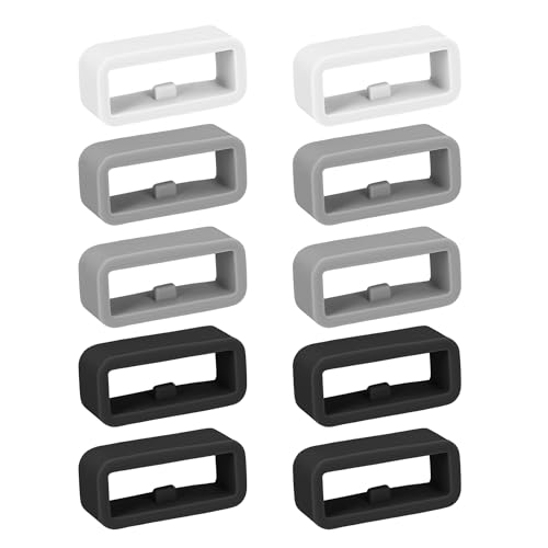 kwmobile 10x Smart Watch Band Halterung für 16mm Smartwatch Strap (Universal) Armbandhalterung - Bandschlaufe für Fitness Tracker und Smart Uhr aus Silikon - Grau Schwarz Weiß von kwmobile