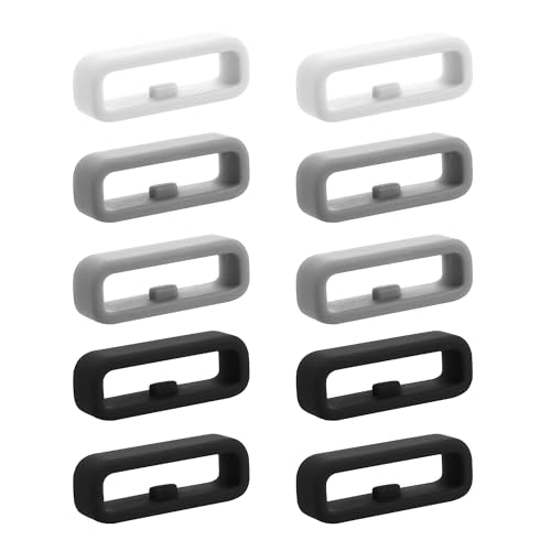 kwmobile 10x Smart Watch Band Halterung für 18mm Smartwatch Strap (Universal) Armbandhalterung - Bandschlaufe für Fitness Tracker und Smart Uhr aus Silikon - Grau Schwarz Weiß von kwmobile