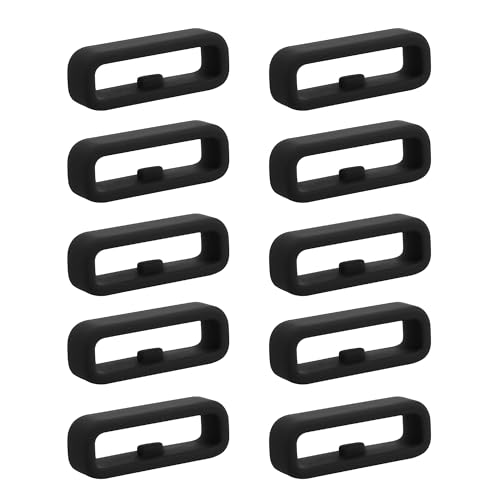 kwmobile 10x Smart Watch Band Halterung für 22mm Smartwatch Strap (Universal) Armbandhalterung - Bandschlaufe für Fitness Tracker und Smart Uhr aus Silikon - Schwarz von kwmobile
