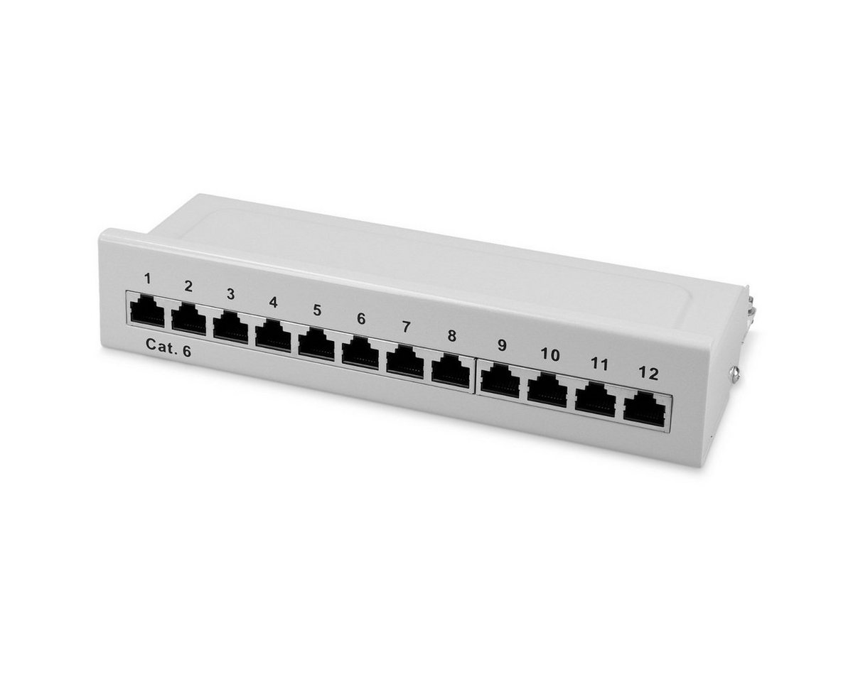 kwmobile 12 Port Patchpanel Cat6 Verteiler, Patchfeld mit Erdungskabel Netzwerk-Adapter, 21,20 cm von kwmobile