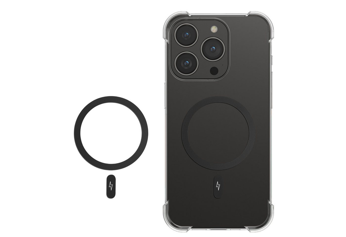 kwmobile 2 Magnet Ring für iPhone Samsung Google Pixel Wireless Charger (2-tlg., Metallring Set kompatibel mit Magsafe - Schwarz) von kwmobile
