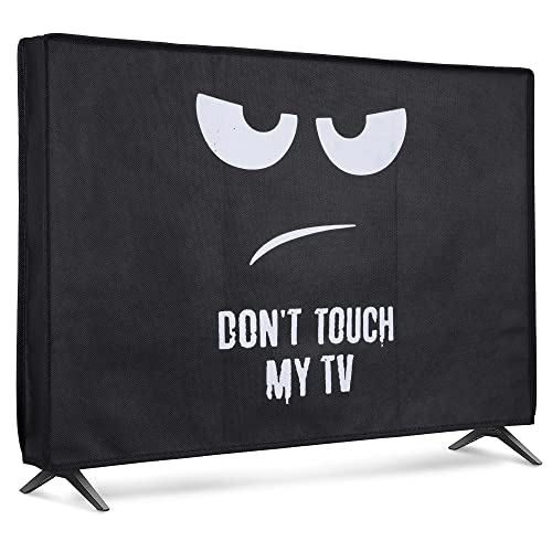 kwmobile 24" TV Hülle - Fernseher Bildschirmschutz Abdeckung - TV Bildschirm Staubschutzhülle - Don't Touch My TV Weiß Schwarz von kwmobile