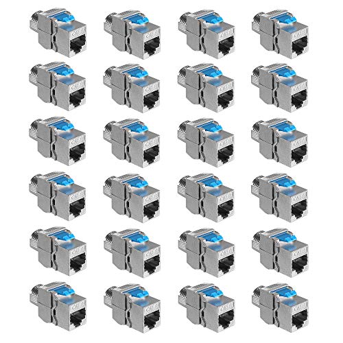 kwmobile 24x Keystone Modul für CAT 8 Kabel - 40 Gbit/s geschirmt Metall Gehäuse Schnappverschluss - werkzeugfreier Anschluss an Modular Patchpanel von kwmobile