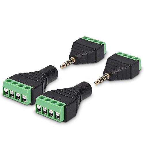 kwmobile 2X 3,5 mm Klinkenstecker Adapter - Klinke auf 4-Pin Audio Kabel Terminal Block Set - Terminalblock 3.5 mm Klinke 4-polig - Schraubbefestigung kwmobile 2X 3,5 mm Klinkenstecker Adapter - Klinke auf 4-Pin Audio Kabel Terminal Block Set - Terminalblock 3.5 mm Klinke 4-polig - Schraubbefestigung von kwmobile