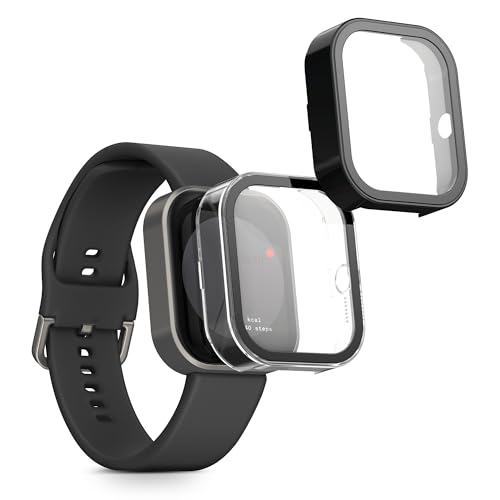 kwmobile 2X Cover kompatibel mit CMF by Nothing Watch Pro (D395) Hülle - Fullbody Fitnesstracker Case Set aus Glas - Transparent Schwarz von kwmobile