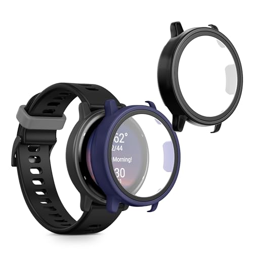 kwmobile 2X Cover kompatibel mit Garmin vivoactive 5 / Active 5 Hülle - Fullbody Fitnesstracker Case Set aus Glas - Schwarz Dunkelblau von kwmobile