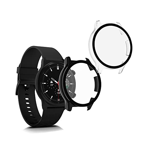 kwmobile 2X Cover kompatibel mit Honor Watch GS 3 Hülle - Fullbody Fitnesstracker Case Set aus Glas - Schwarz Transparent von kwmobile