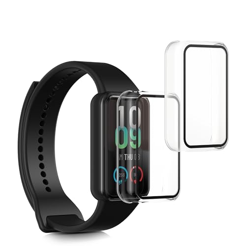 kwmobile 2X Cover kompatibel mit Huami Amazfit Band 7 Hülle - Fullbody Fitnesstracker Case Set aus Glas - Transparent von kwmobile