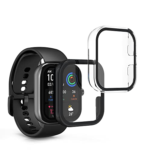 kwmobile 2X Cover kompatibel mit Huami Amazfit GTS 4 Mini Hülle - Fullbody Fitnesstracker Case Set aus Glas - Schwarz Transparent von kwmobile