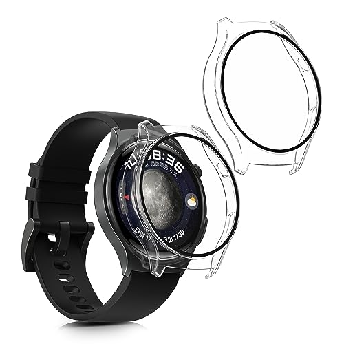 kwmobile 2X Cover kompatibel mit Huawei Watch 4 Hülle - Fullbody Fitnesstracker Case Set aus Glas - Transparent von kwmobile
