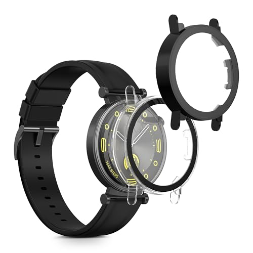 kwmobile 2X Cover kompatibel mit Huawei Watch GT4 41mm Hülle - Fullbody Fitnesstracker Case Set aus Glas - Transparent Schwarz von kwmobile