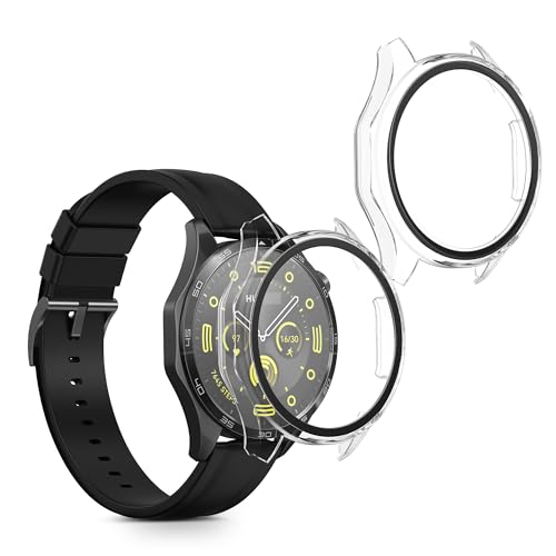 kwmobile 2X Cover kompatibel mit Huawei Watch GT4 46mm Hülle - Fullbody Fitnesstracker Case Set aus Glas - Transparent von kwmobile