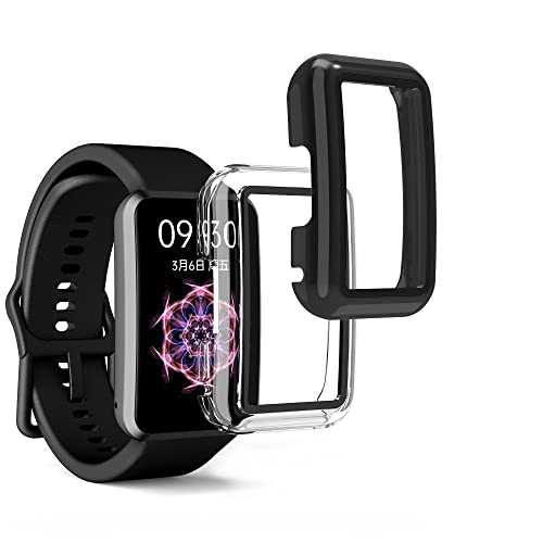 kwmobile 2X Cover kompatibel mit Oppo Watch Free Hülle - Fullbody Fitnesstracker Case Set aus Glas - Schwarz Transparent von kwmobile
