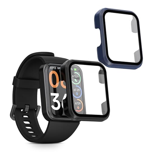 kwmobile 2X Cover kompatibel mit SKG V7 / V7 Pro Hülle - Fullbody Fitnesstracker Case Set aus Glas - Schwarz Dunkelblau von kwmobile