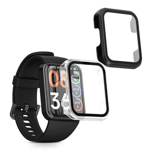 kwmobile 2X Cover kompatibel mit SKG V7 / V7 Pro Hülle - Fullbody Fitnesstracker Case Set aus Glas - Transparent Schwarz von kwmobile