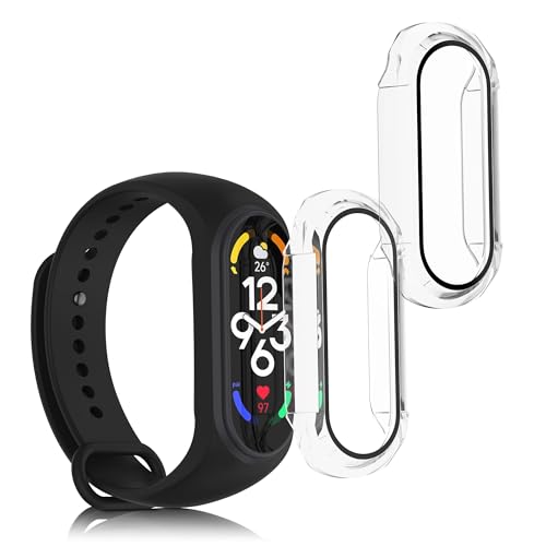 kwmobile 2X Cover kompatibel mit Xiaomi Mi Band 7 Hülle - Fullbody Fitnesstracker Case Set aus Glas - Transparent von kwmobile