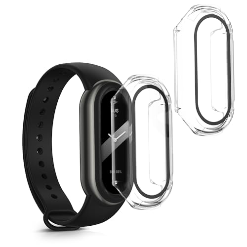 kwmobile 2X Cover kompatibel mit Xiaomi Mi Band 8 Hülle - Fullbody Fitnesstracker Case Set aus Glas - Transparent von kwmobile
