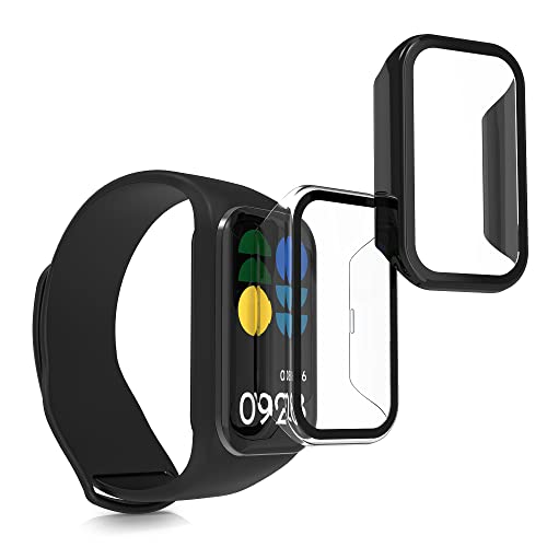 kwmobile 2X Cover kompatibel mit Xiaomi Redmi Band 2 Hülle - Fullbody Fitnesstracker Case Set aus Glas - Transparent Schwarz von kwmobile