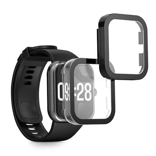 kwmobile 2X Cover kompatibel mit Xiaomi Redmi Watch 4 Hülle - Fullbody Fitnesstracker Case Set aus Glas - Transparent Schwarz von kwmobile