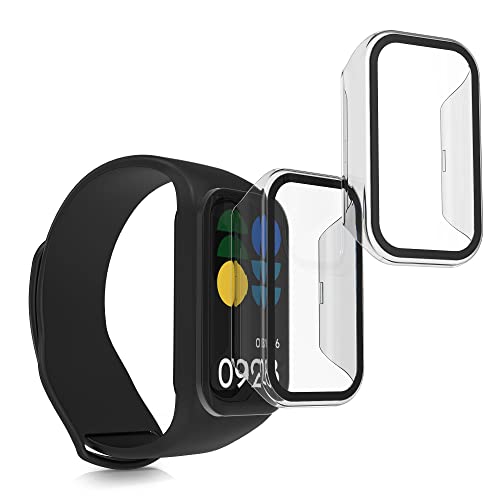 kwmobile 2X Cover kompatibel mit Xiaomi Smart Band 8 Active/Redmi Band 2 Hülle - Fullbody Fitnesstracker Case Set aus Glas - Transparent von kwmobile