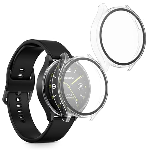 kwmobile 2X Cover kompatibel mit Xiaomi Watch 2 Hülle - Fullbody Fitnesstracker Case Set aus Glas - Transparent von kwmobile