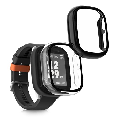 kwmobile 2X Cover kompatibel mit Xplora X6 Play Hülle - Fullbody Fitnesstracker Case Set aus Glas - Transparent Schwarz von kwmobile