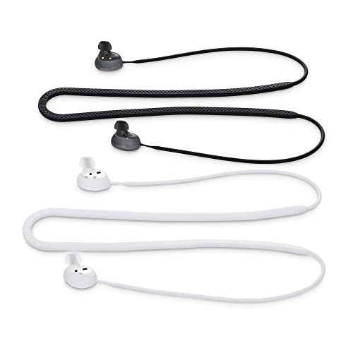 kwmobile 2X Halteband kompatibel mit Samsung Galaxy Buds 2 Headphones - Kopfhörer Halter Band Strap in Weiß matt Schwarz von kwmobile